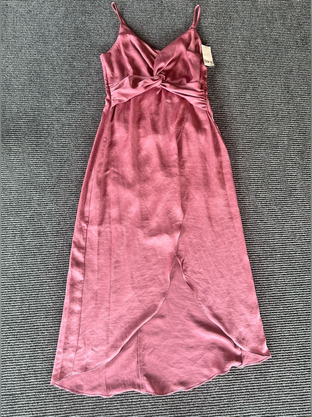 Pink Midi Wrap Dress Women's Size Medium Spaghetti Strap Twist Front
